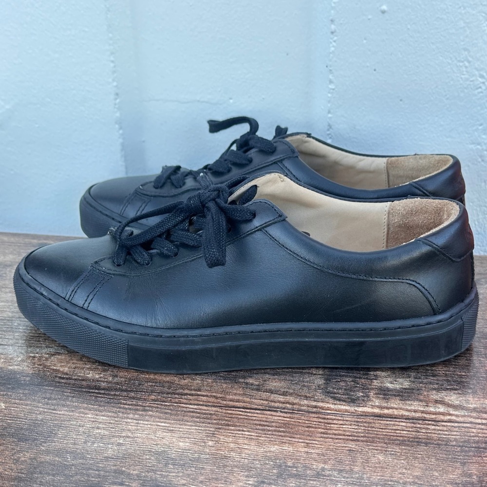 Koio Capri Triple Black Leather Low Top Sneakers Womens W7 Made in Italy